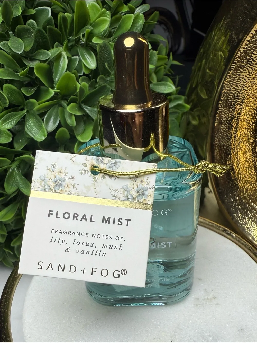 SAND + FOG Floral Mist Body Oil - Light Blue Bottle with Gold Dropper